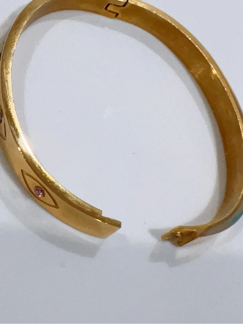 Gold Plated Evil eye Crystal Accent Bangle Bracelet - Women Jewelry